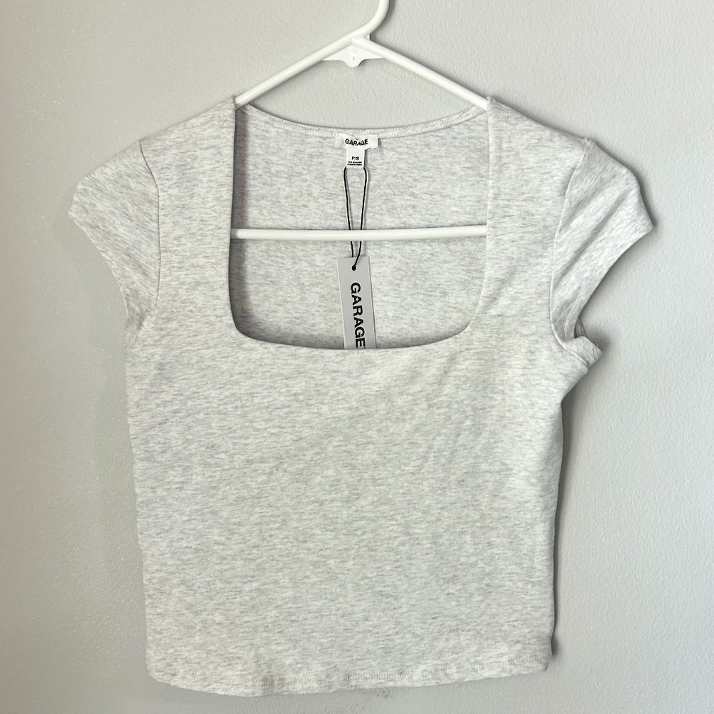 Garage Portia Square Neckline Tee in Spring Gray Mix